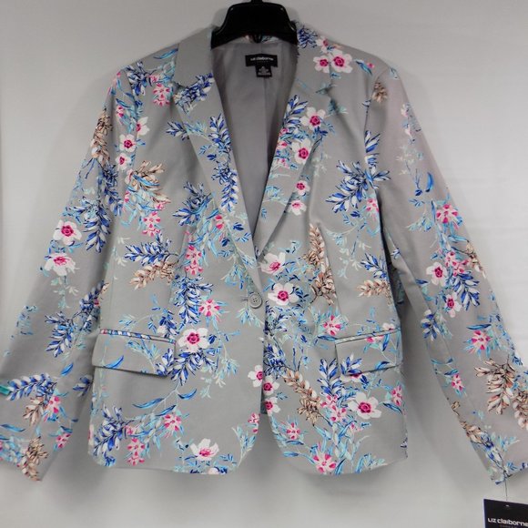 Liz Claiborne Jackets & Blazers - Liz Claiborne Career Silver Floral DC Suit Jacket Size XL NEW WITH TAGS